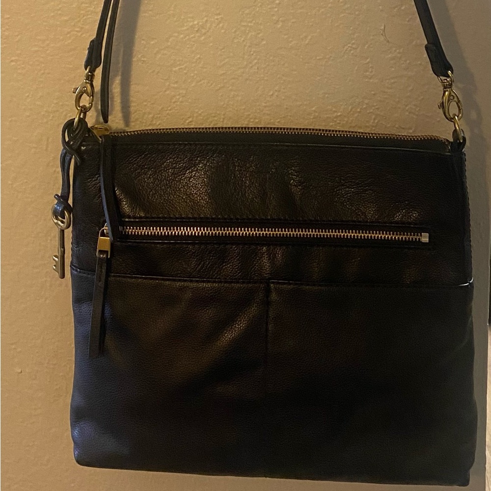 Fossil Black Leather Shoulder Bag